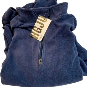 Fleece Pullover Men's Size Large Quarter Zip Thermal Blue Jacket Sweatshirt NWT